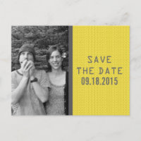 Yellow Binary Code Photo Save the Date Postcard