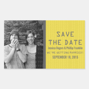 Yellow Binary Code Photo Save the Date Stickers