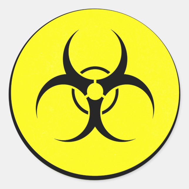 Yellow bio-hazard logo classic round sticker (Front)