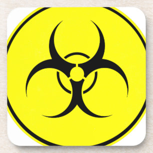 Yellow bio-hazard logo coaster
