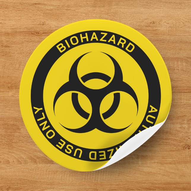 Yellow Biohazard Authorized Use Only Caution Classic Round Sticker (Yellow Biohazard Authorized Use Only Caution Classic Round Sticker
)