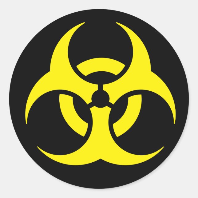 Yellow Biohazard Symbol. Classic Round Sticker (Front)