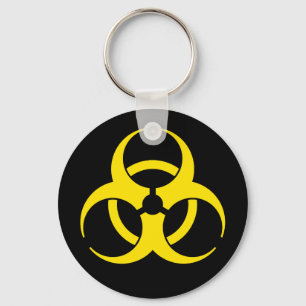 Yellow Biohazard Symbol Keychain