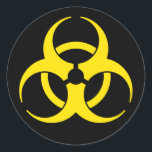 Yellow Biohazard Symbol Sticker<br><div class="desc">Black sticker with caution yellow biohazard symbol.</div>