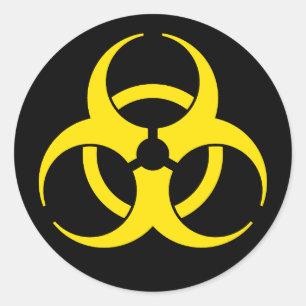 Yellow Biohazard Symbol Sticker
