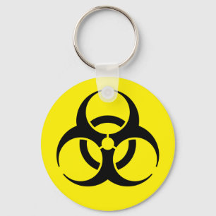 Yellow Biohazard Symbol Warning Sign Keychain