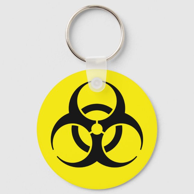 Yellow Biohazard Symbol Warning Sign Keychain (Front)