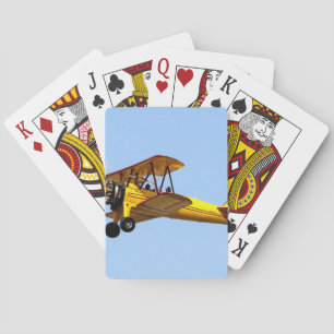 Yellow Biplane Playing Cards