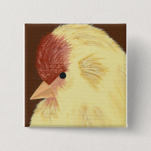 Yellow bird 2 inch square button