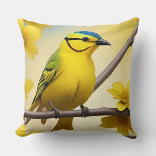🌿 Yellow Bird Branch Home Accent Decor Throw Pillow