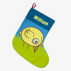 Yellow bird cartoon christmas stocking