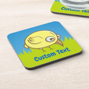 Yellow bird cartoon coaster