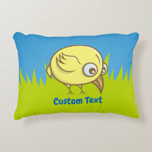 Yellow bird cartoon decorative pillow