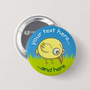 Yellow bird cartoon pinback button