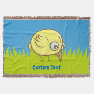Yellow bird cartoon throw blanket