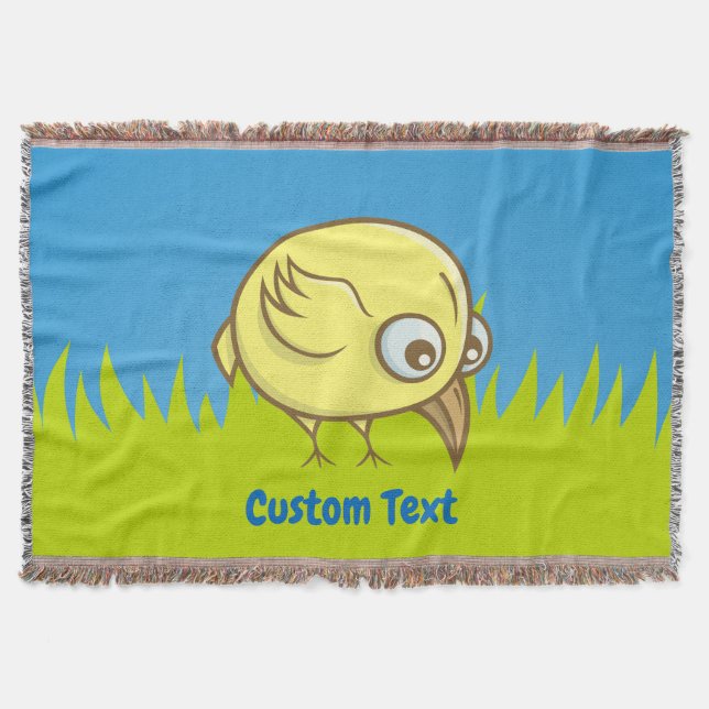 Yellow bird cartoon throw blanket (Front)