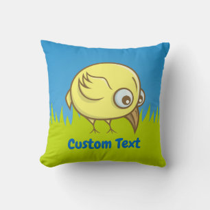 Yellow bird cartoon throw pillow