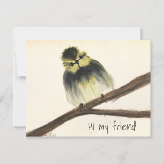 Yellow Bird on branch Note Card "Hi my friend!"