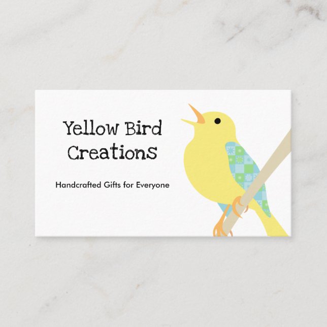 Yellow Bird Patchwork Business Card (Front)
