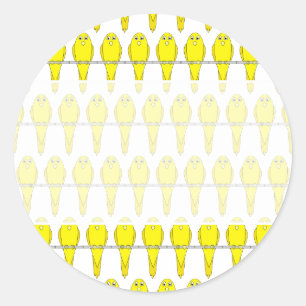Yellow Bird Pattern. Canaries. Classic Round Sticker