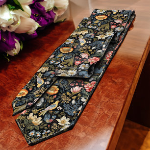Yellow Birds in the Garden Vintage Victorian Tie