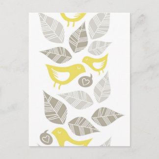 yellow birds singing of love horizontal border postcard
