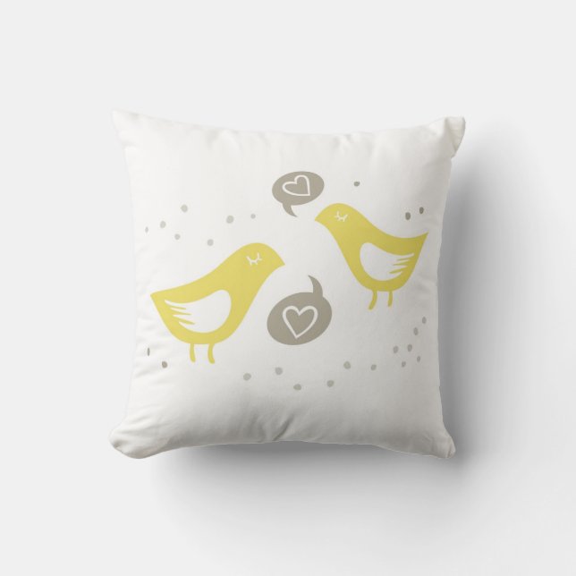 yellow birds talking about love throw pillow (Front)