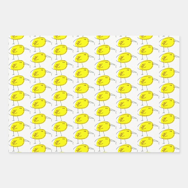 Yellow Birds Wrapping Paper Flat Sheet Set of 3 (Front)