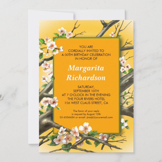 yellow birthday party invitations (Front)