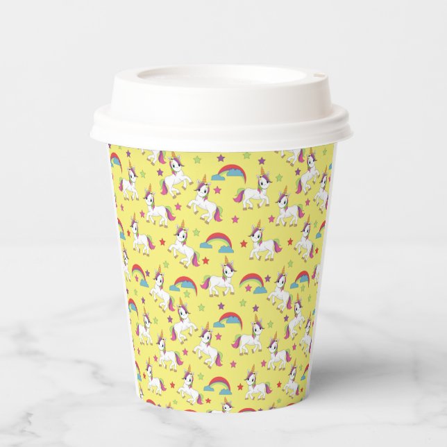 yellow Birthday Unicorns   Paper Cups (Front)