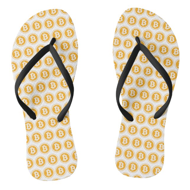 Yellow Bitcoin Pattern Flip Flops (Footbed)