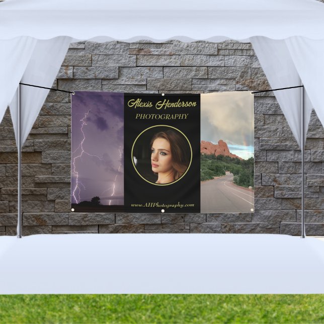 Yellow & Black 3 Photo Business Booth Tent Banner (Creator Uploaded)