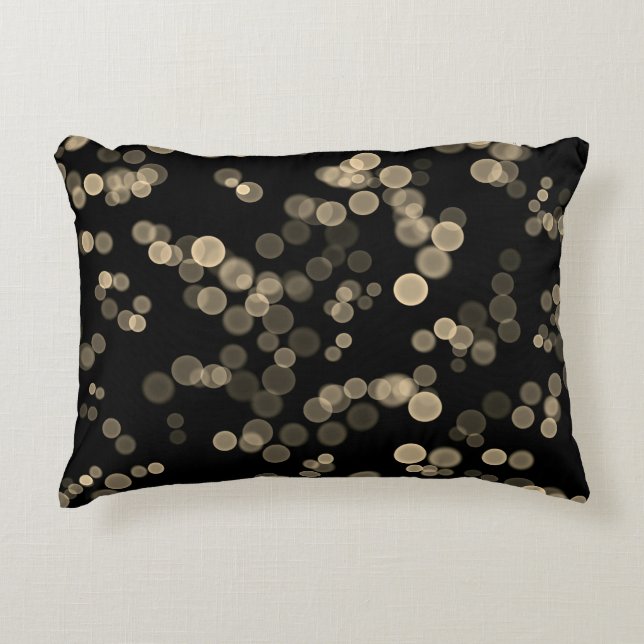 Yellow Black Abstract Bubble Bokeh Pattern Accent Pillow (Front)