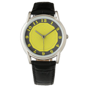 yellow black abstract clock with minutes watch