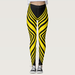 yellow black abstract leggings
