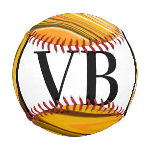 Yellow Black acrylic pour marble add nam Baseball