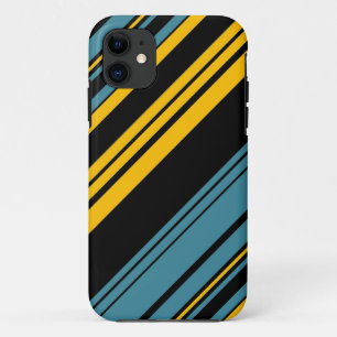 Yellow, Black and Blue Stripes Pattern 2 iPhone 11 Case