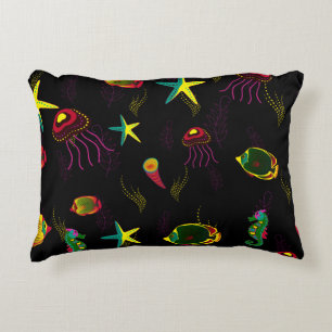 Yellow, black and brown fish seamless pattern. abs accent pillow