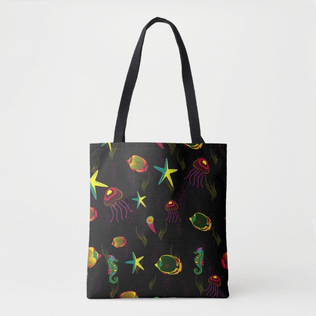 Yellow, black and brown fish seamless pattern. abs tote bag (Front)
