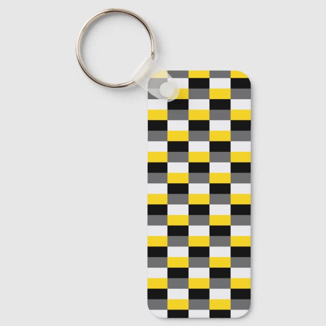 Yellow, Black and Grey Colour Combination Keychain (Front)
