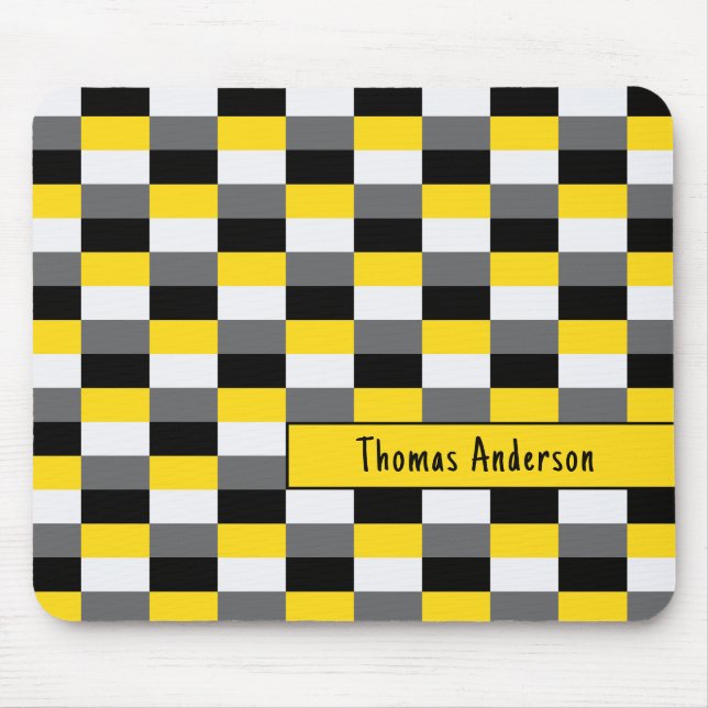 Yellow, Black and Grey Colour Combination Mouse Pad (Front)