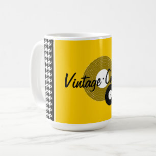 Yellow, black and white 1950s theme coffee mug