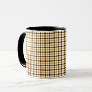 Yellow Black and White Gingham Check Mug
