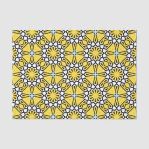 Yellow Black and White Moroccan Mosaic Pattern Tissue Paper