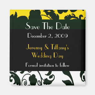 Yellow, Black, and White Save the Date Magnet