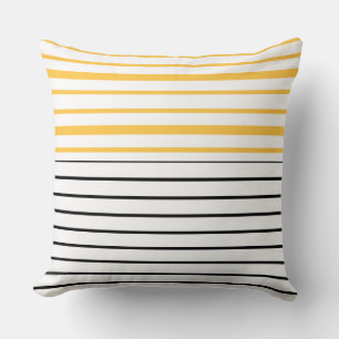 Yellow Black And White Striped Throw Pillow