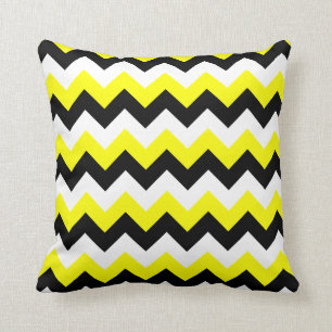 Yellow Black and White Zigzag Throw Pillow