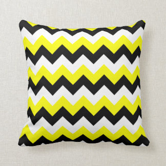 Yellow Black and White Zigzag Throw Pillow