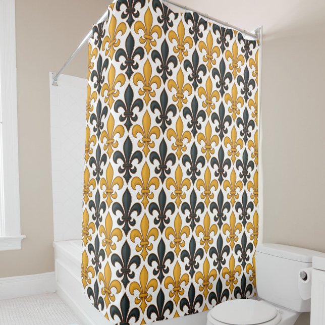 Yellow Black Baroque Fleur-de-lis Pattern Design  (Creator Uploaded)
