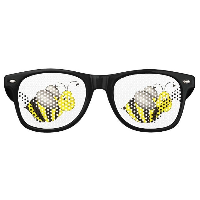 Yellow Black Bee Bumblebee Honey Bees Insect Buzz Retro Sunglasses (Front)